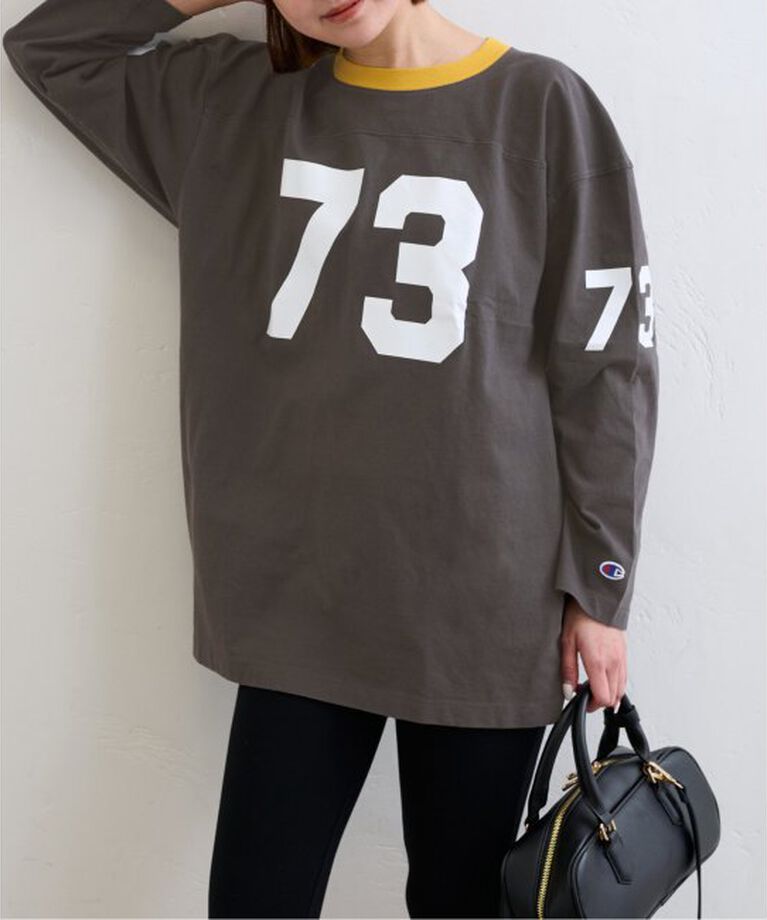 U by SPICK&SPAN「Champion/チャンピオン  3/4 SLEEVE FOOTBALL T-SHIRT」|Tシャツ・カットソー|ブラック A