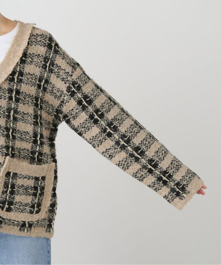  「【TORRAZZO DONNA/トラッゾドンナ】Check Pattern Vneck Knit Jacket」|カーディガン|