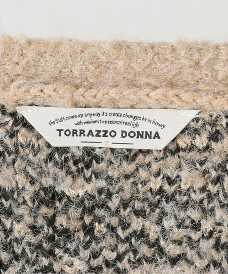 「【TORRAZZO DONNA/トラッゾドンナ】Check Pattern Vneck Knit Jacket」|カーディガン|