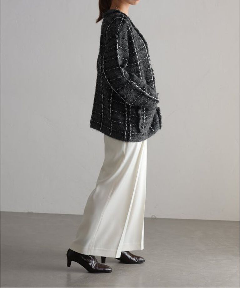  「【TORRAZZO DONNA/トラッゾドンナ】Check Pattern Vneck Knit Jacket」|カーディガン|