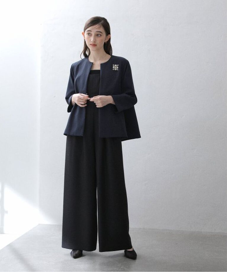  「【洗える】ツイルストレッチノーカラージャケット」|ノーカラージャケット|