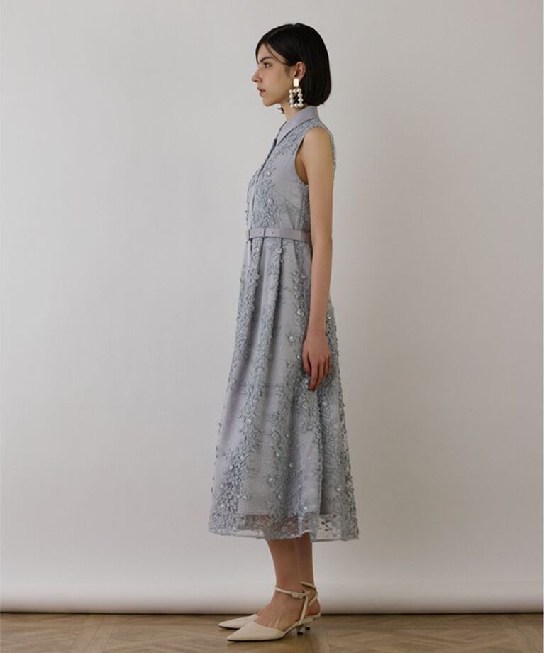 GRACE CONTINENTAL「フラワーライン刺繍ワンピース」|ワンピース|