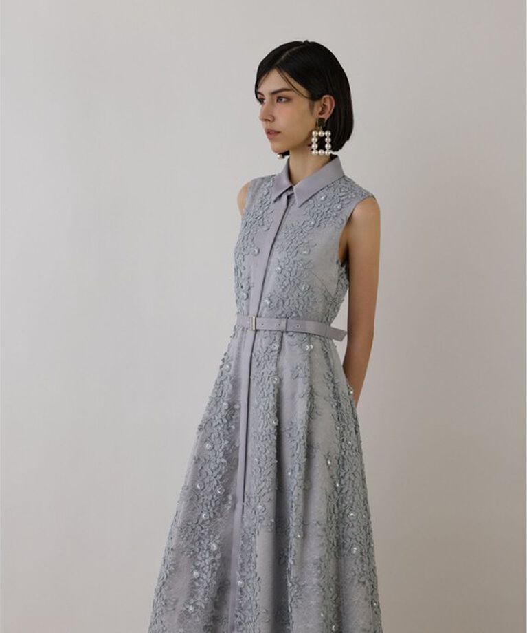 GRACE CONTINENTAL「フラワーライン刺繍ワンピース」|ワンピース|