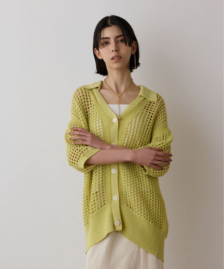 GRACE CONTINENTAL「メッシュスキッパーニットカーディガン」|カーディガン|
