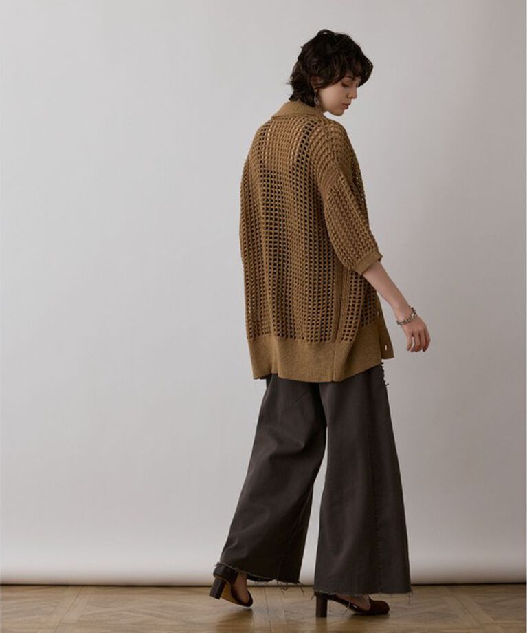 GRACE CONTINENTAL「メッシュスキッパーニットカーディガン」|カーディガン|