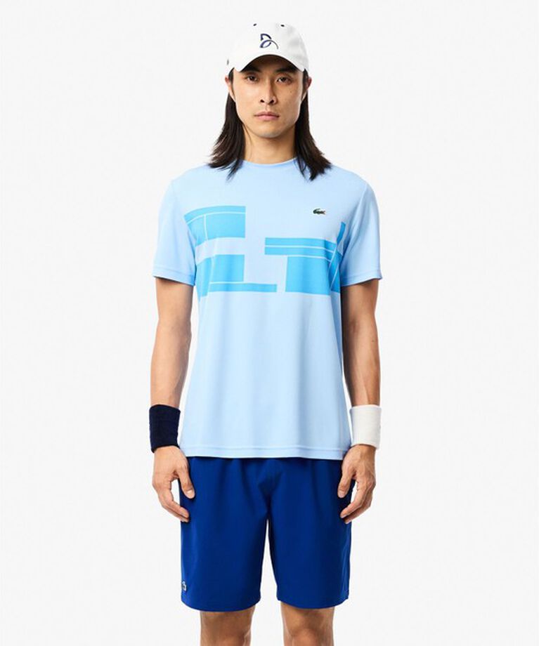LACOSTE「UPF50＋ UVカット 『ノバク・ジョコビッチ』コートプリント ウルトラドライ 半袖Tシャツ」|Tシャツ・カットソー|