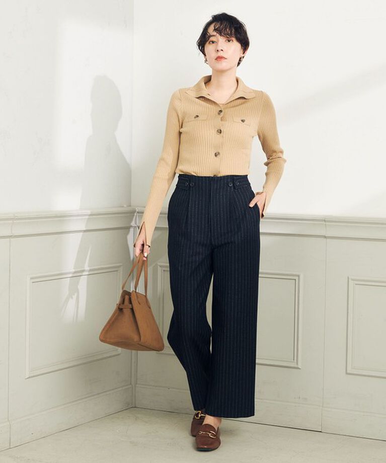 NOLLEY'S「ウォッシャブルウールダブルベルトワイドパンツ」|その他|