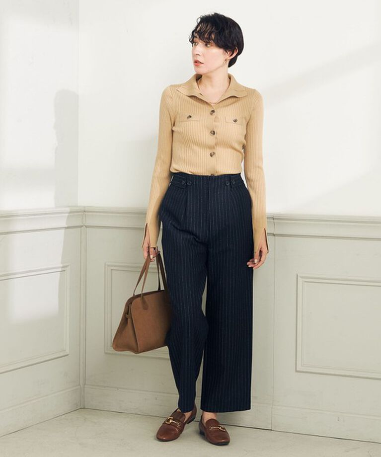 NOLLEY'S「ウォッシャブルウールダブルベルトワイドパンツ」|その他|