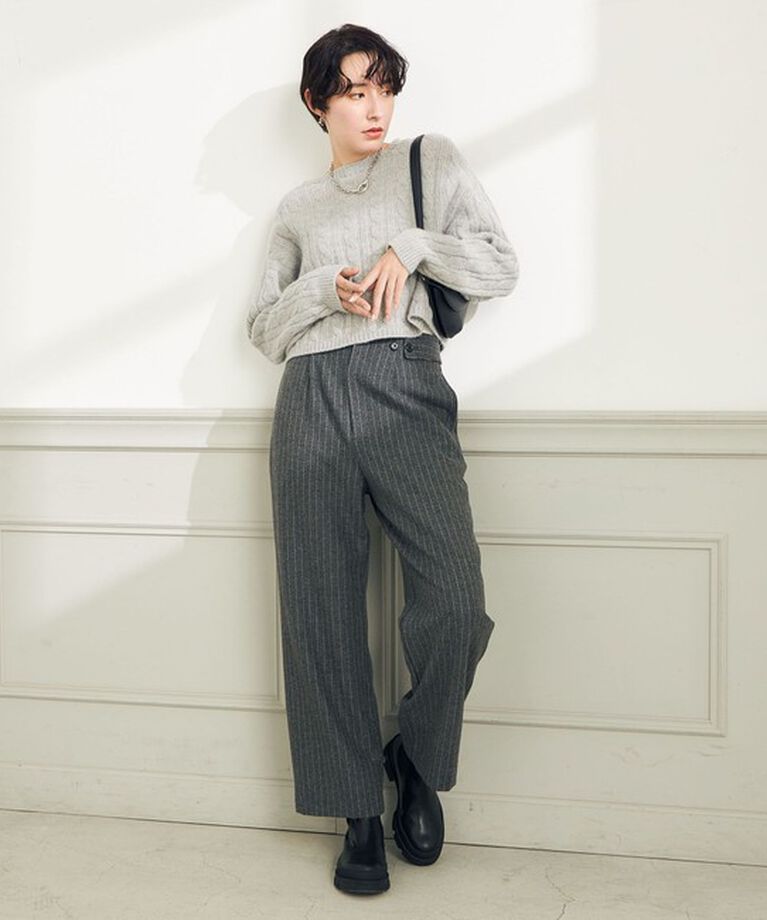 NOLLEY'S「ウォッシャブルウールダブルベルトワイドパンツ」|その他|