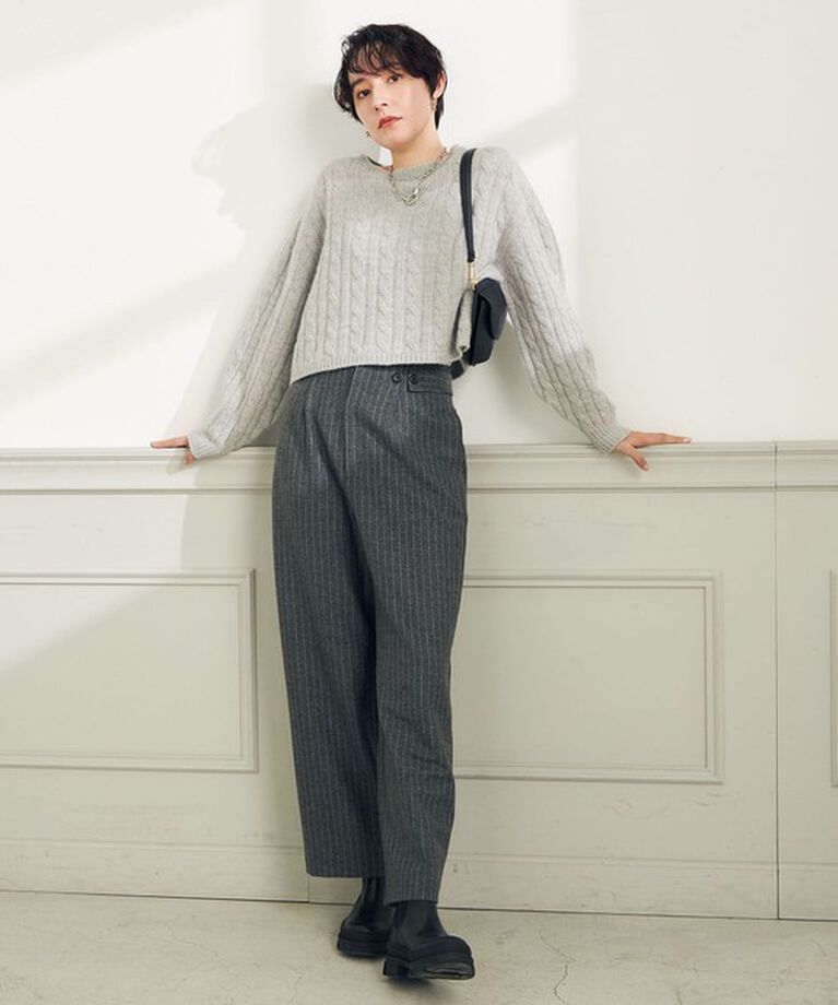 NOLLEY'S「ウォッシャブルウールダブルベルトワイドパンツ」|その他|