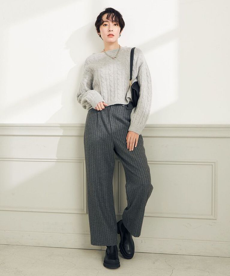 NOLLEY'S「ウォッシャブルウールダブルベルトワイドパンツ」|その他|