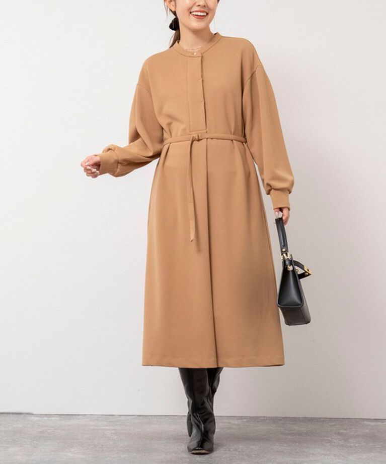 NOLLEY'S「ウォッシャブル裏起毛カットジョーゼットワンピース」|ワンピース|キャメル