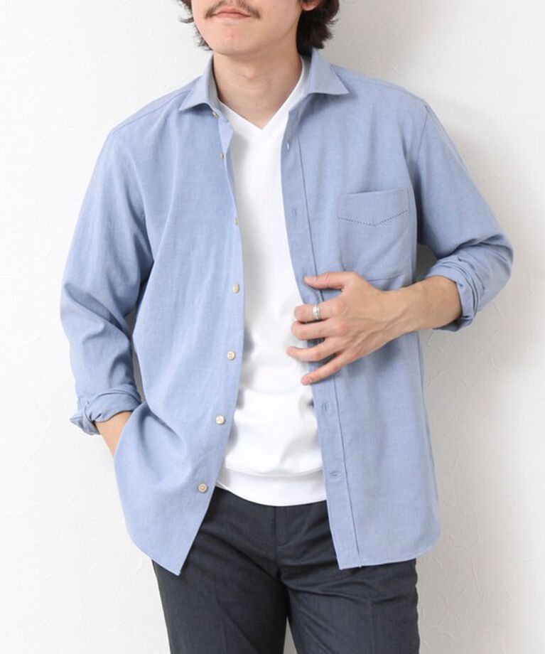 NOLLEY'S goodman「EVALET《防しわ/ストレッチ》カッタウェイシャツ 25SS」|シャツ・ブラウス|ブルー