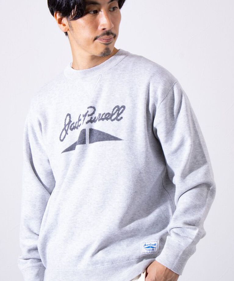 GLOSTER「【CONVERSE JACK PURCELL/コンバースジャックパーセル】ジャガード ロゴニット」|ニット・セーター|グレー