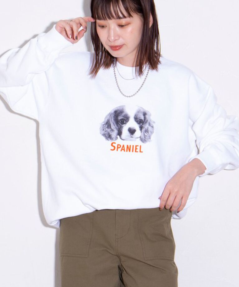 GLOSTER「【GLOSTER/グロスター】DOG&CAT 犬猫プリント クルーネックスウェット」|スウェット・ジャージ|
