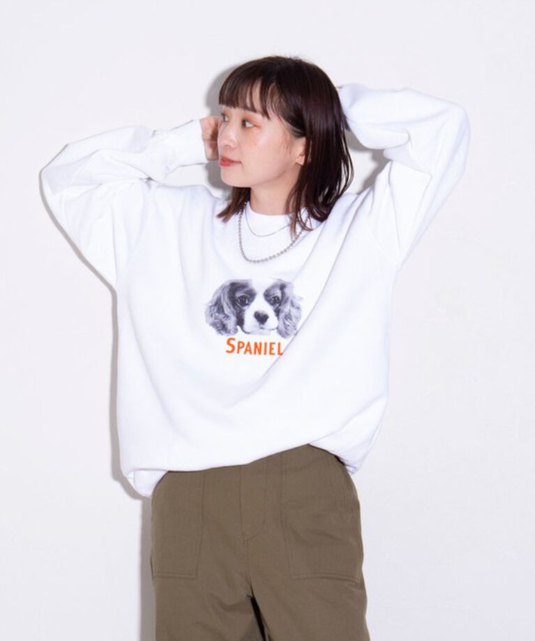 GLOSTER「【GLOSTER/グロスター】DOG&CAT 犬猫プリント クルーネックスウェット」|スウェット・ジャージ|