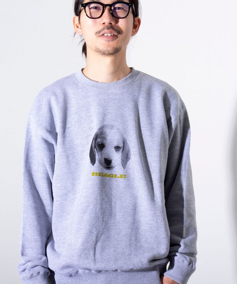GLOSTER「【GLOSTER/グロスター】DOG&CAT 犬猫プリント クルーネックスウェット」|スウェット・ジャージ|