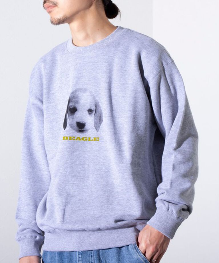 GLOSTER「【GLOSTER/グロスター】DOG&CAT 犬猫プリント クルーネックスウェット」|スウェット・ジャージ|