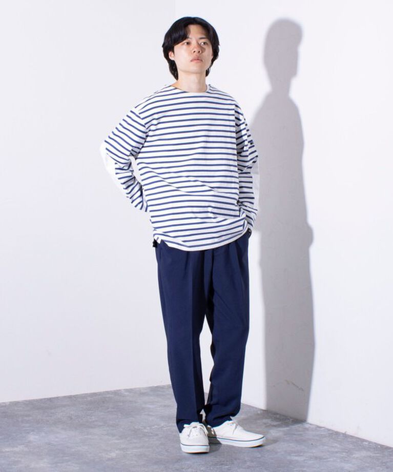 GLOSTER「【GLOSTER/グロスター】バスクボーダー  エルボーパッチ ボーダーロンT」|Tシャツ・カットソー|