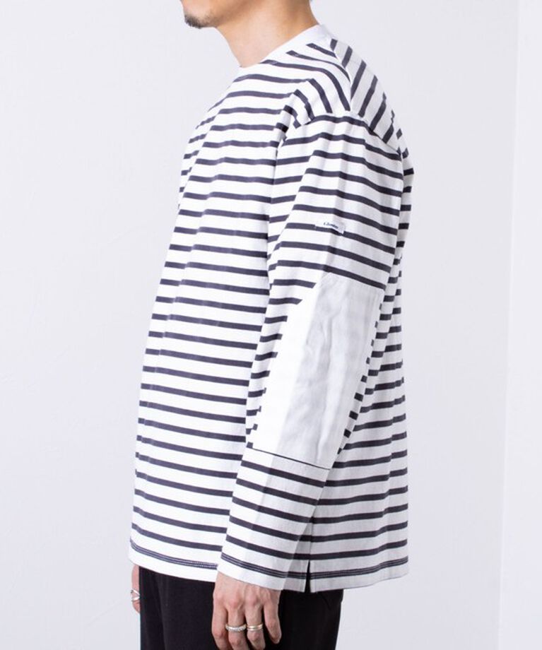 GLOSTER「【GLOSTER/グロスター】バスクボーダー  エルボーパッチ ボーダーロンT」|Tシャツ・カットソー|
