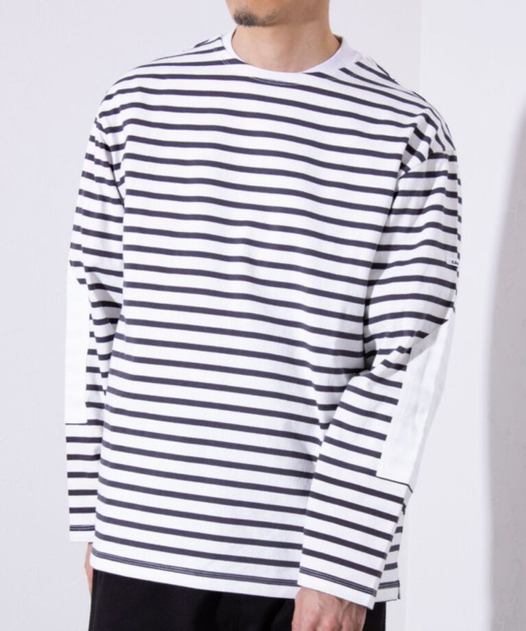GLOSTER「【GLOSTER/グロスター】バスクボーダー  エルボーパッチ ボーダーロンT」|Tシャツ・カットソー|