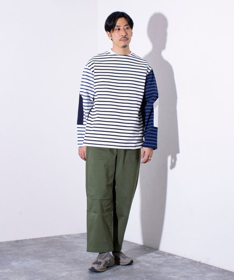 GLOSTER「【GLOSTER/グロスター】バスクボーダー  エルボーパッチ ボーダーロンT」|Tシャツ・カットソー|