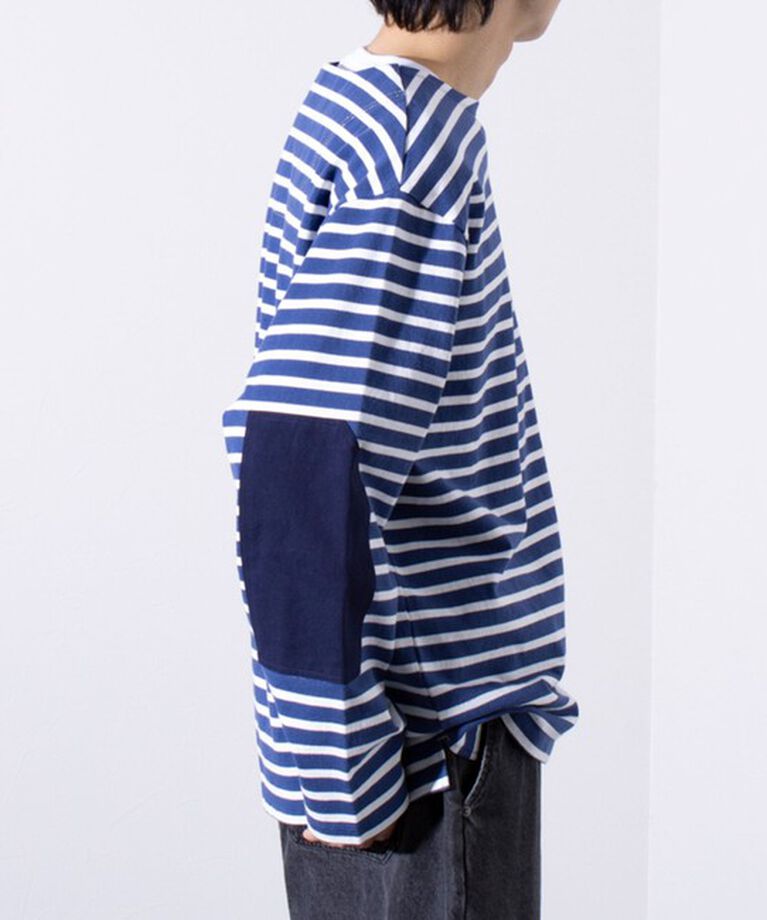 GLOSTER「【GLOSTER/グロスター】バスクボーダー  エルボーパッチ ボーダーロンT」|Tシャツ・カットソー|