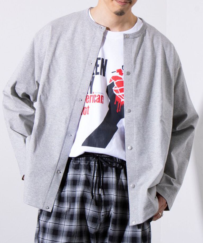 GLOSTER「【GLOSTER/グロスター】BACK FANCY 裏地配色クルーネックカーディガン スナップボタン」|カーディガン|