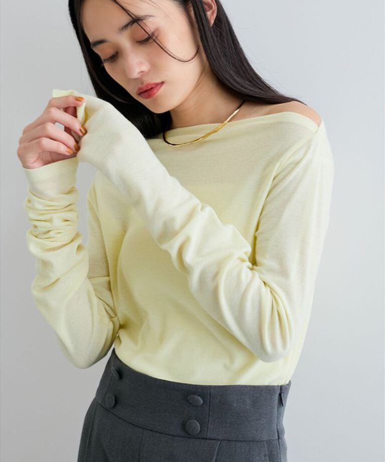 VIS「【洗える】ドレープオフショルダーロングTシャツ」|Tシャツ・カットソー|グリーンサブ