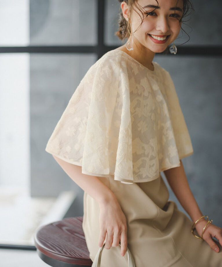  「【オケージョンドレス/結婚式】Cape layerd bare dress」|ドレス|