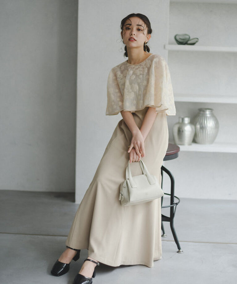  「【オケージョンドレス/結婚式】Cape layerd bare dress」|ドレス|