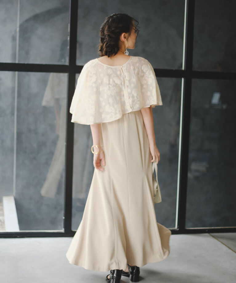  「【オケージョンドレス/結婚式】Cape layerd bare dress」|ドレス|