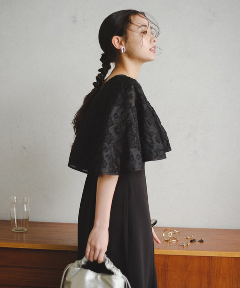  「【オケージョンドレス/結婚式】Cape layerd bare dress」|ドレス|
