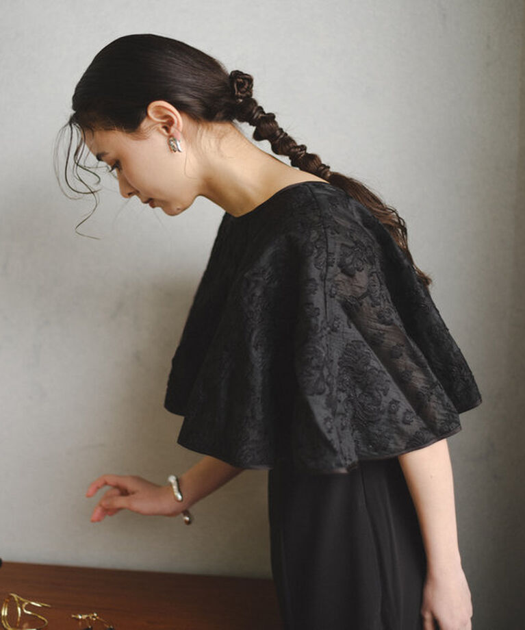  「【オケージョンドレス/結婚式】Cape layerd bare dress」|ドレス|