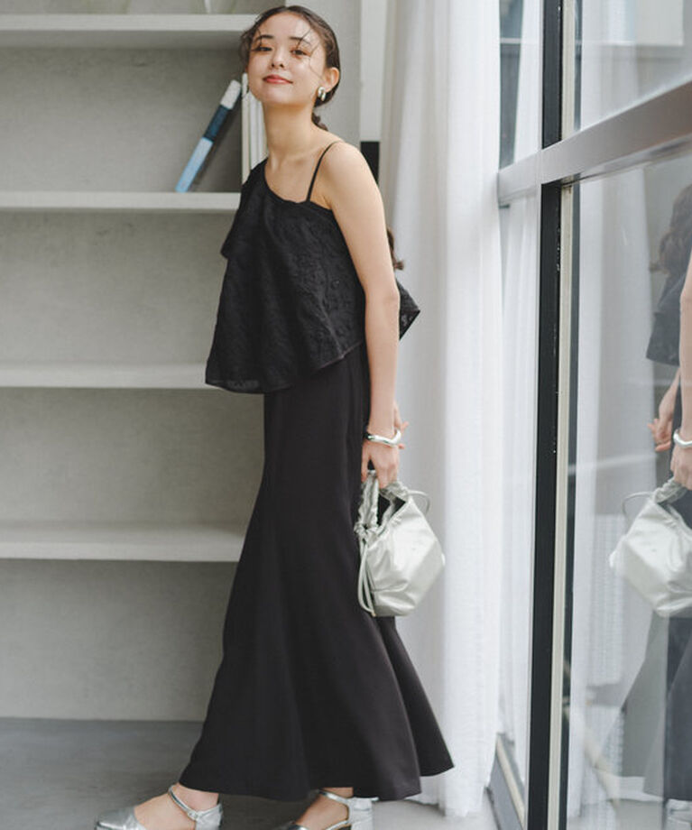  「【オケージョンドレス/結婚式】Cape layerd bare dress」|ドレス|