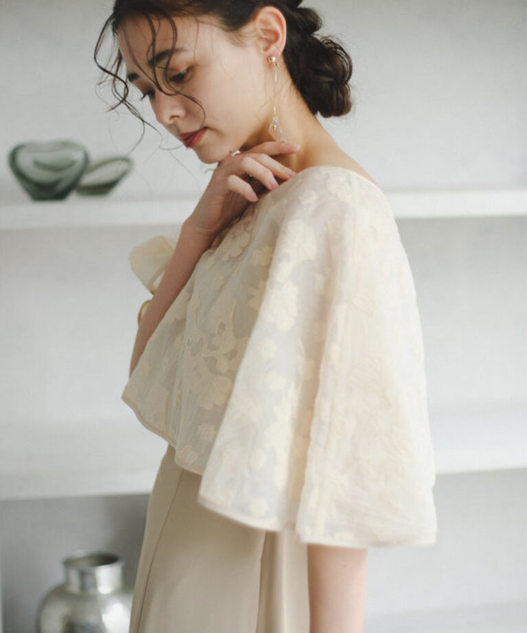  「【オケージョンドレス/結婚式】Cape layerd bare dress」|ドレス|