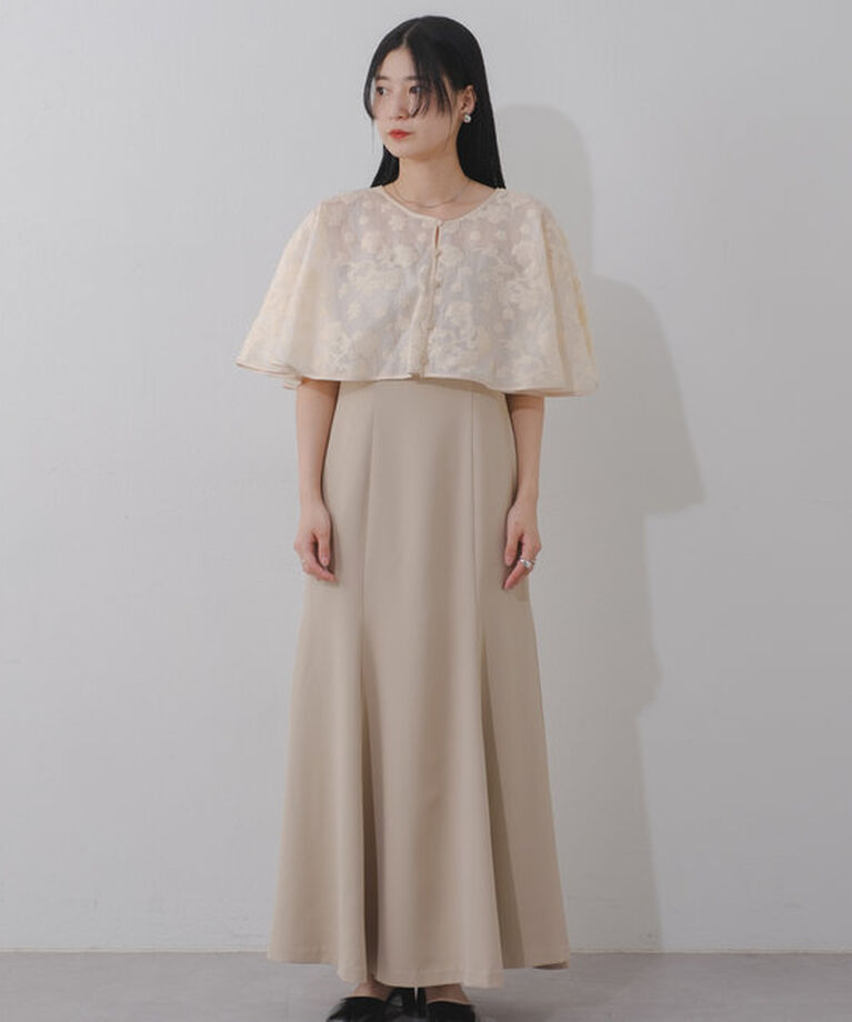  「【オケージョンドレス/結婚式】Cape layerd bare dress」|ドレス|