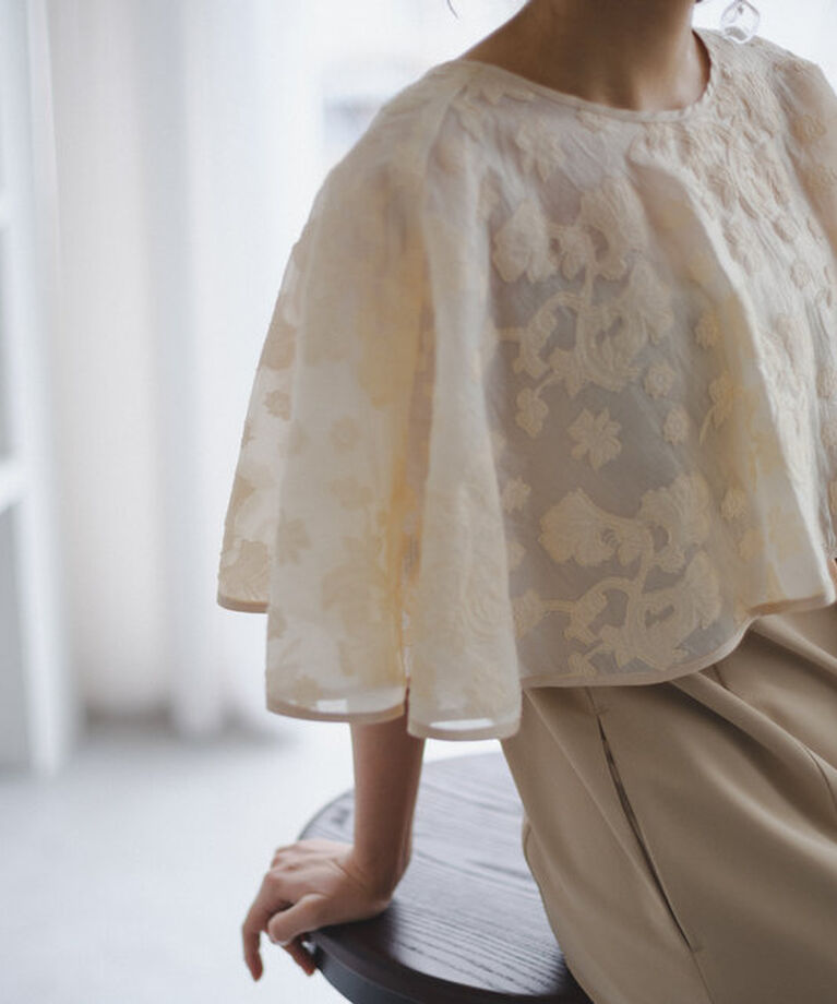  「【オケージョンドレス/結婚式】Cape layerd bare dress」|ドレス|