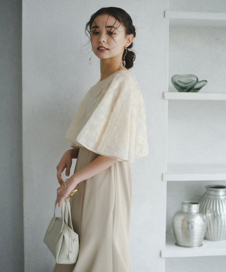  「【オケージョンドレス/結婚式】Cape layerd bare dress」|ドレス|