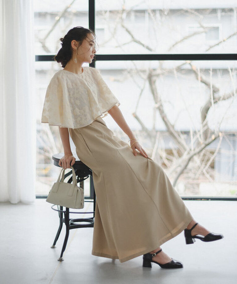  「【オケージョンドレス/結婚式】Cape layerd bare dress」|ドレス|
