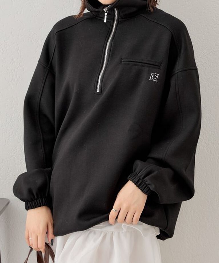  「ハーフジップビッグカラースウェット」|Tシャツ・カットソー|