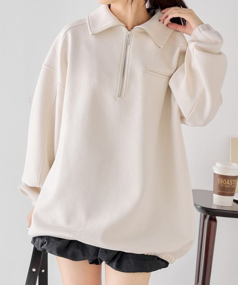  「ハーフジップビッグカラースウェット」|Tシャツ・カットソー|