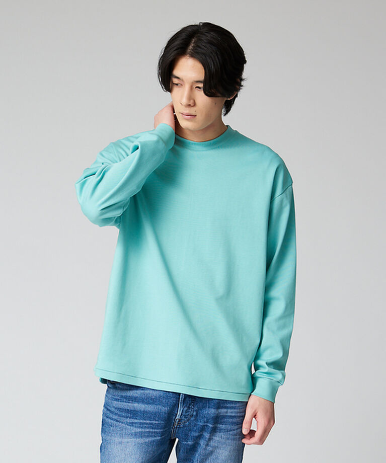 ABAHOUSE「スムース オーバーサイズ ロングスリーブ クルーネックTシャツ」|Tシャツ・カットソー|ライトブルー
