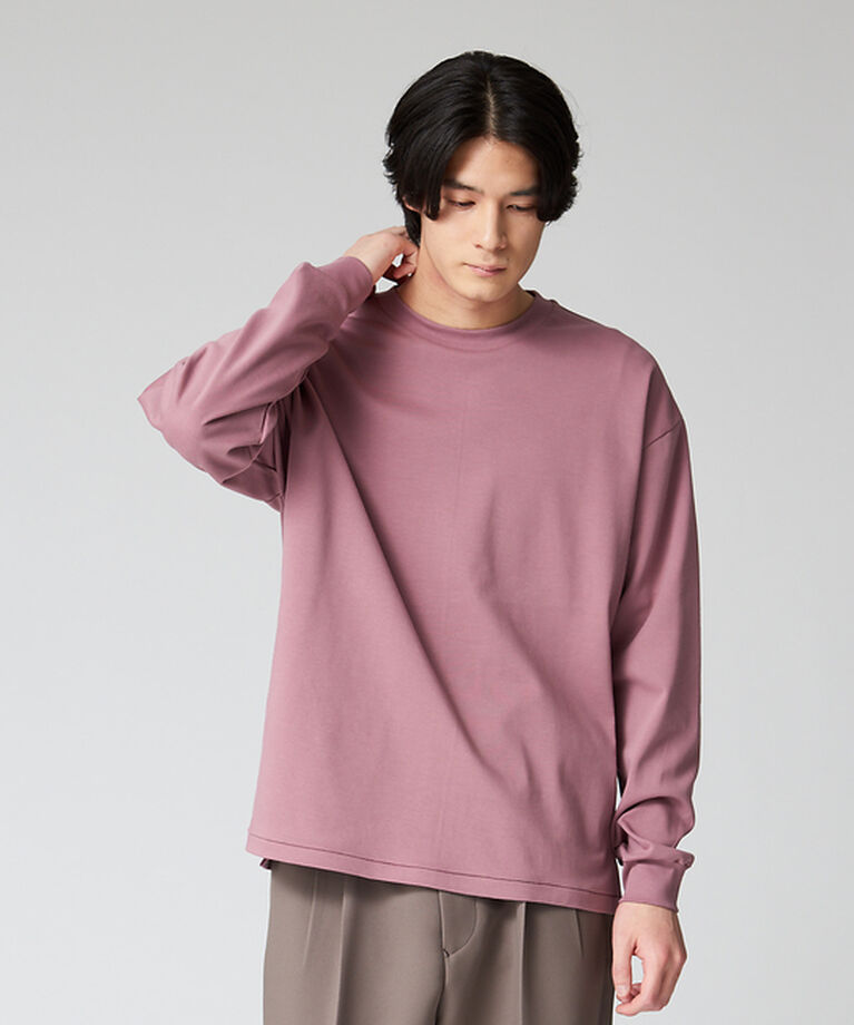 ABAHOUSE「スムース オーバーサイズ ロングスリーブ クルーネックTシャツ」|Tシャツ・カットソー|ライラック