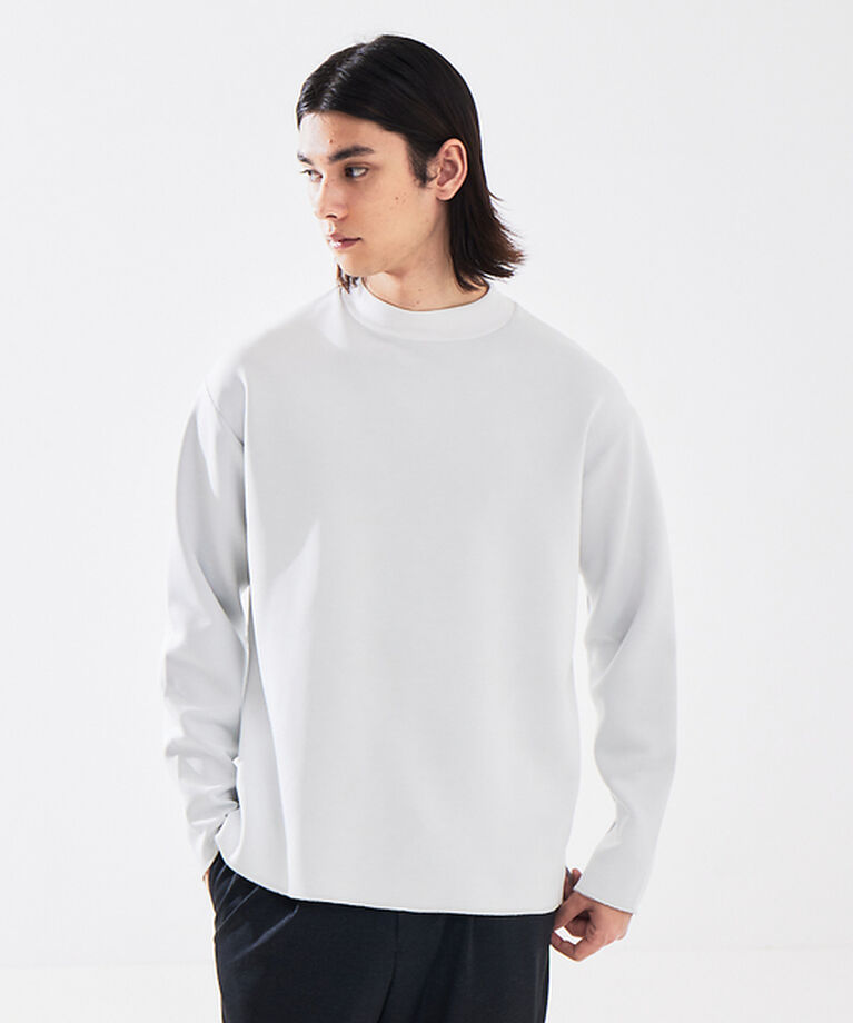 ABAHOUSE「【ダブルフェイス】ソフトタッチ モックネック ロングスリーブ Tシャツ」|Tシャツ・カットソー|ホワイト