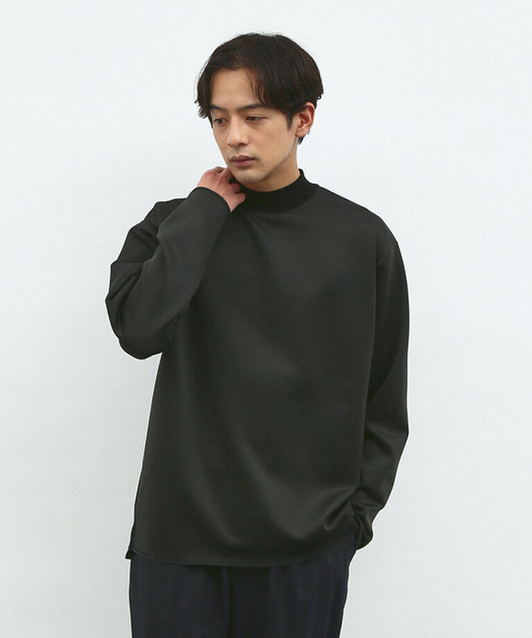 ABAHOUSE「【ダブルフェイス】ソフトタッチ モックネック ロングスリーブ Tシャツ」|Tシャツ・カットソー|ブラック