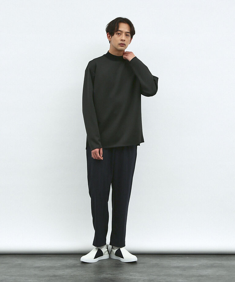 ABAHOUSE「【ダブルフェイス】ソフトタッチ モックネック ロングスリーブ Tシャツ」|Tシャツ・カットソー|