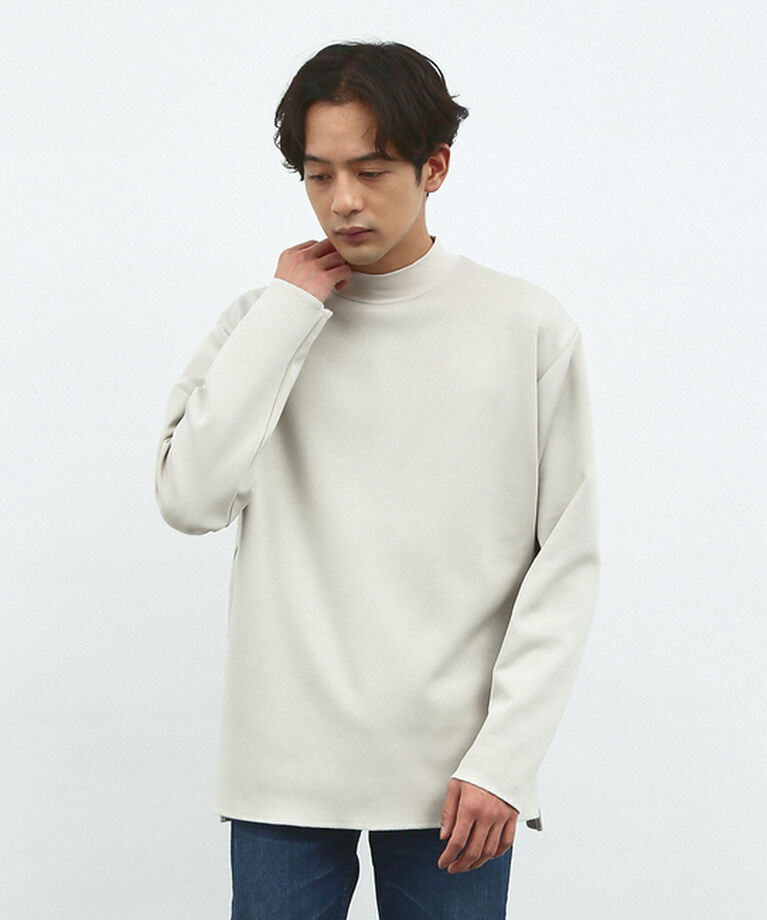 ABAHOUSE「【ダブルフェイス】ソフトタッチ モックネック ロングスリーブ Tシャツ」|Tシャツ・カットソー|