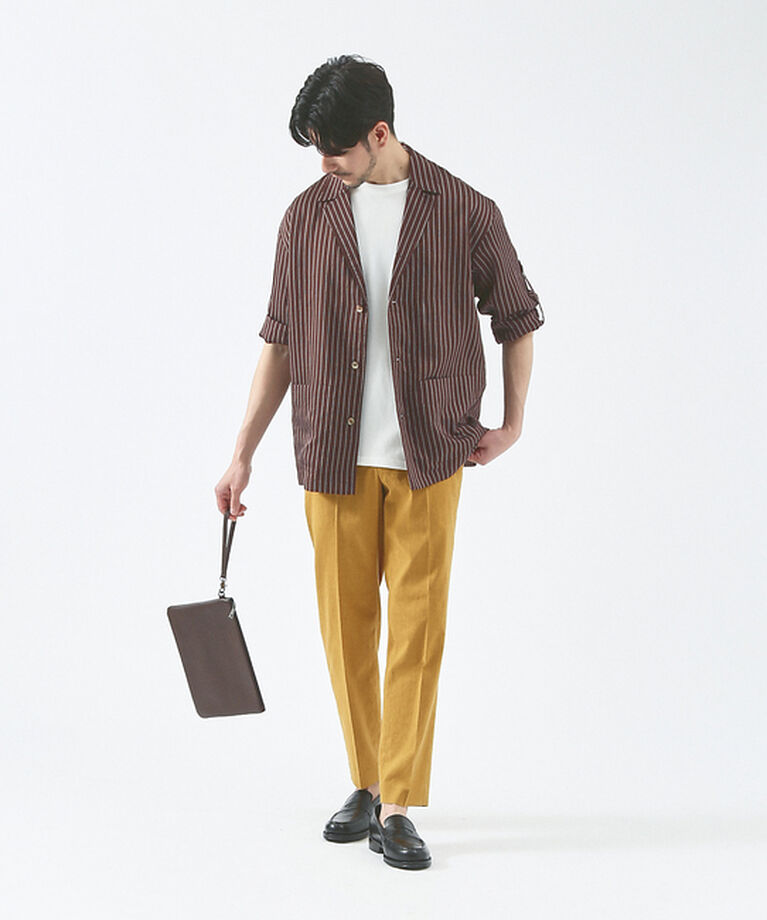 ABAHOUSE「【ブルー＆イエロー】ソロストレッチ リネン テーパード パンツ / スラックス」|その他|