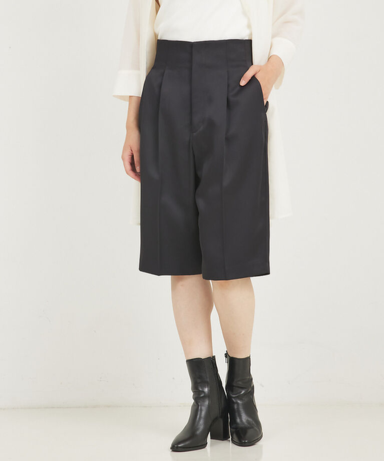 qualite「クリアサテンハーフパンツ」|その他|ブラック